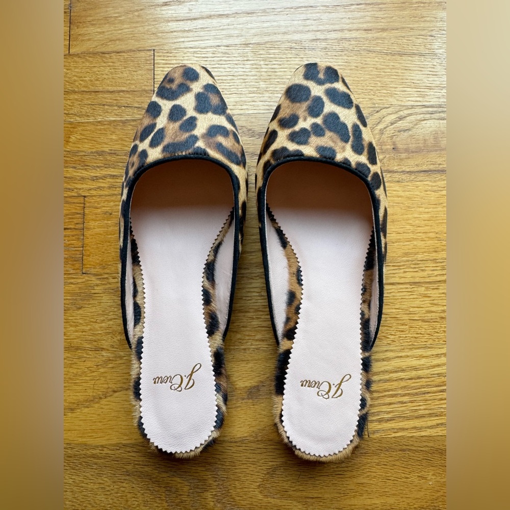 J.Crew Leopard Calf Hair Mules